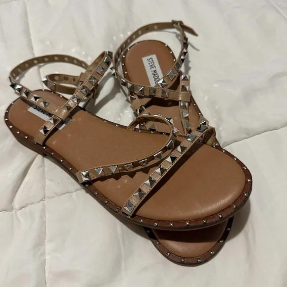 Steve Madden Brown Studded Sandals - Picture 1 of 4